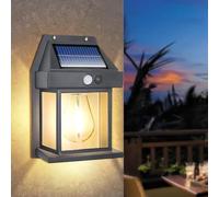 KAELA 2x Applique Lampada da parete per esterni con lampadina filamento a led luce calda con ricarica ad energia solare crepuscolare e sensore di movimento - Varie Colorazioni