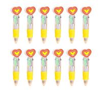 Kaeltsyn 12 penne multicolore a forma di cuore per studenti, bambini, scambio, regalo, 4 penne a sfera colorate in 1, 0,7 mm, ad asciugatura rapida, penne per San Valentino per adulti
