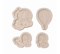 Kaeltsyn 4 stampi in silicone 3D a forma di nuvola a forma di palloncino, per torte, pasticceria, cioccolato, fondente, cupcake, antiaderenti, diverse forme per la casa
