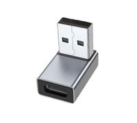 Kaeltsyn Adattatore a Forma L da Tipo C Femmina a USB, Grey Bend Down | Connettore compatto in alluminio per porte laterali, alimentazione, dati e uso in viaggio