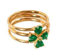 Kaeltsyn Anelli impilabili con design a cuore e trifoglio, in acciaio inox, minimalisti, da donna, in acciaio inox brillante a forma di cuore, One Size, come descritto, come descritto