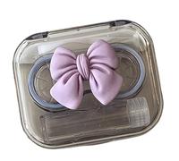 Kaeltsyn Bella scatola contenitore per lenti a contatto con fiocco per una conservazione sicura e una facile portabilità con scatola per riporre le lenti, Viola, Elegante design con fiocco