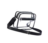 Kaeltsyn Borsa a tracolla moderna traslucida per una rapida proiezione di sicurezza durante giochi, spettacoli e luoghi pubblici, comoda da indossare, borsa in PVC impermeabile, Nero , Small