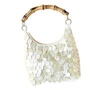 Kaeltsyn Borsa con manico superiore dal design a conchiglia con perline e | Borsa da vacanza alla per viaggi o serate fuori con portaoggetti per accessori dal design a conchiglia con