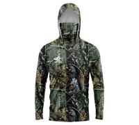 Kaeltsyn Camicia da pesca a maniche lunghe con cappuccio stampata, alla moda, con protezione solare, traspirante, con copertura per il viso, per escursioni con ghetta per il viso