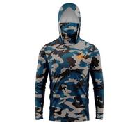 Kaeltsyn Camicia da pesca a maniche lunghe con cappuccio stampata, alla moda, con protezione solare, traspirante, con copertura per il viso, per escursioni con ghetta per il viso