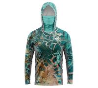 Kaeltsyn Camicia da pesca a maniche lunghe con cappuccio stampata, alla moda, con protezione solare, traspirante, con copertura per il viso, per escursioni con ghetta per il viso