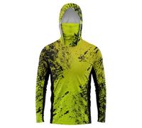 Kaeltsyn Camicia da pesca a maniche lunghe con cappuccio stampata, alla moda, con protezione solare, traspirante, con copertura per il viso, per escursioni con ghetta per il viso