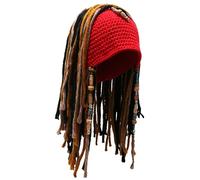 Kaeltsyn Cappello da Capitano con dread finti e bandana | Parrucchino acrilico lavorato a mano con trecce e bandana attaccate per accessorio per costume cosplay Halloween