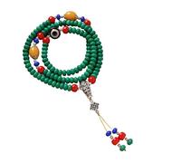 Kaeltsyn Collana con perle di preghiera turchese con perline rotonde da 8 mm, unisex, braccialetto culturale spirituale regalo naturale, Misura unica, come descritto