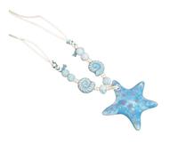 Kaeltsyn Collana con perline a forma di stella marina e conchiglie in catena blu per donne e ragazze in spiaggia vacanza elegante accessorio per le vacanze, One Size, come descritto, come descritto