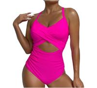 Kaeltsyn Costume da bagno a due pezzi da donna bloccato con cinturino ritagliato