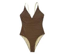 Kaeltsyn Costume da bagno a due vie con scollo a V Tankini con pois rotondi retrò e design a vita alta completamente coperto