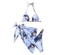 Kaeltsyn Costume da bagno da donna con stampa tie-dye per triangolo cravatta laterale set tre pezzi per spa surf balneazione spiaggia triangolo set per donne adolescenti alto sfacciato con copertura
