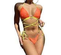 Kaeltsyn Costumi da bagno da donna con cuore collegato costume da bagno femminile due pezzi costume da bagno diviso cavezza femminile Criss Crosses Costumi da bagno donna cuore collegato costumi da