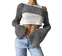 Kaeltsyn Donne Bikini Cover Pullover Crop Top Hollow Out Crochet Manica Lunga Mesh Beachwear Down Sleep Costumi da bagno Beachwear Camicia Costume da bagno ups Bikini Costume da bagno Pullover Hollow