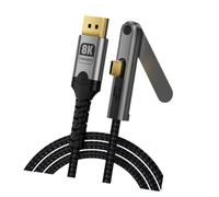 Kaeltsyn DOONJIEY, cavo da USB C a DisplayPort 8K 60Hz, supporto pieghevole integrato, cavo video intrecciato da 2 m per estensione dello schermo del monitor e visualizzazione della scrivania