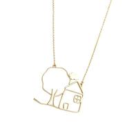 Kaeltsyn E collana albero con pendente con scena nuvola | Dettagli casa architettonica e un albero naturale, forma nuvola con scena aperta, catena sottile,