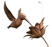 Kaeltsyn Elegante scultura a forma di colibrì in ferro battuto, realizzata a mano, per aiuole e paesaggi, decorazione da giardino per esterni con ciondolo per gli amanti della natura