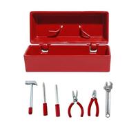 Kaeltsyn Giocattolo Modello Cassetta degli Attrezzi, Red | Cassetta degli attrezzi e 6 strumenti per la decorazione del modello scena in miniatura delle case delle bambole