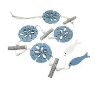 Kaeltsyn Ornamento decorativo in legno da appendere, a forma di stella, pesce, conchiglie, acchiappasole, decorazione da appendere per casa e giardino con stile marino