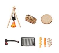 Kaeltsyn Realistica Scena Campeggio per raduni all ' Aperto in Miniatura 1/12 con Set Accessori da Forno per la Decorazione della casa delle Bambole, Modello Barbecue in Miniatura