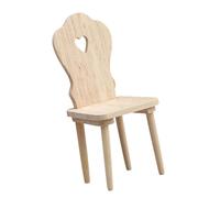 Kaeltsyn Sedia per bambole in miniatura in legno naturale con schienale a forma di cuore, perfetta per accessori per il paesaggio della casa in scala 1:12