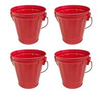 Kaeltsyn Set di 4 portamatite in metallo, secchiello da giardino con manici, adatto per scrivania e decorazione in aula, rotondo in metallo