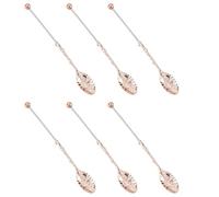 Kaeltsyn Set di 6 cucchiaini da caffè in lega con manico decorativo in rilievo, multiuso, utensili da cucina per dessert e bevande con perline, lavabili in lavastoviglie, per bevande calde e caffè