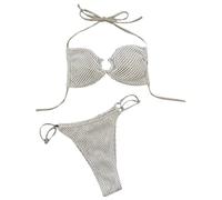 Kaeltsyn Set di corde da donna costumi da bagno da spiaggia alla moda costume da bagno annodato a vita bassa con allacciatura set di costumi da bagno a maglia costumi da bagno per donne donne set da