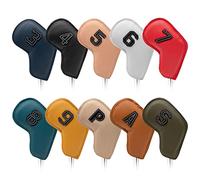 Kaeltsyn Set di mazze da golf per mazze da golf, in pelle sintetica spessa, in pelle sintetica, con numeri grandi, mazza a collo lungo per putter, set di coperture per mazze in pelle