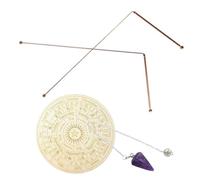 Kaeltsyn Set di strumenti per rabdomanzia, aste in rame, pendoli di cristallo + tappetino divinazione per la ricerca di tesori Set di canne da divinazione