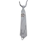 Kaeltsyn Uniforme Punk Tie Catena di Metallo Perle Collare Giappone Seifuku Cosplay Pre-legato Studentessa Suit Neckwear Collana da donna per le donne, grigio, Taglia unica