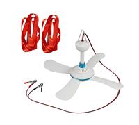 Kaeltsyn Ventola portatile a clip da 12 V con pulsante di commutazione per appendere le mosche all'aperto e dissipazione del calore con clip da viaggio in corda rossa