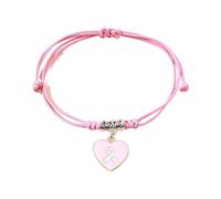 Kaeltsyn Zn Alloy Simbolic Heart Pendant Wristlet regolabile per carcinoma toracico corda intrecciata mano, Misura unica, come descritto
