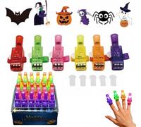 kaelwvn Mini Colorful Led Finger Lights Halloween Projection (36pcs 4) | Mini Spooky Pattern Projector for Kids,LED Light Up Fingerlampe with Elastic Band & Slide Switch for Halloween Party