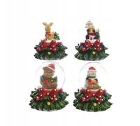 Kaemingk Boule de Neige con Figure Natalizie con Base Albero 6cm 1 Pezzo