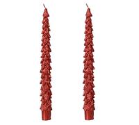 Kaemingk Candele a punta di circa 25 cm, set di 2 candele con cera glitterata, albero di Natale rosso