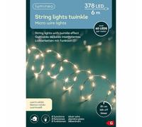Kaemingk Catena Luminosa Extra Dense 378 microled Bianco Caldo con Giochi di Luce Filo Argento