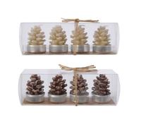 KAEMINGK Confezione 4 Candeline Tealight A Forma Di Pigna 2Ass Natale Candele