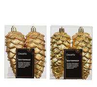 Kaemingk Decorazioni per albero di Natale, 12 cm, in plastica, 2 pezzi, infrangibili e con brillantini, palline per albero di Natale, decorazioni per albero di Natale, oro