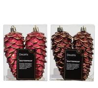 Kaemingk Decorazioni per albero di Natale, coni, 12 cm, in plastica, 2 pezzi, infrangibili e con brillantini, palline per albero di Natale, decorazioni per albero di Natale, sangue di bue