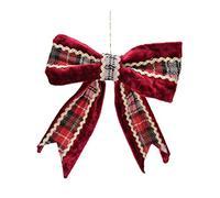 Kaemingk Fiocco Natalizio Rosso Stile Scozzese in Velluto di Poliestere 12x14 cm