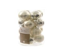 Kaemingk Minisfere in Vetro Bianco Argento Mix 3,5cm conf.16 Pezzi