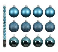 Kaemingk Palline di Natale in plastica, 3 cm, set da 14 pezzi, piccole e infrangibili, per albero di Natale e decorazioni per albero di Natale, blu folklore