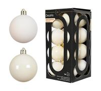 Kaemingk Palline di Natale in plastica, 4 cm, 16 pezzi, piccole e infrangibili, palline per albero di Natale, decorazioni per albero di Natale, colore bianco lana