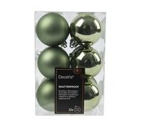 Kaemingk Palline di Natale in plastica, 6 cm, 12 pezzi, classiche e infrangibili, per albero di Natale e decorazioni per albero di Natale, rosmarino