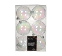 Kaemingk Palline di Natale in plastica, 8 cm, 6 pezzi, classiche e infrangibili, per Natale, decorazioni per albero di Natale e albero di Natale, trasparenti iridescenti