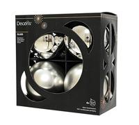 Kaemingk Palline di Natale in vetro, 10 cm, 4 pezzi, opache e lucide, grandi palline per albero di Natale per Natale, decorazioni per albero di Natale e albero di Natale, colore argento