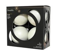 Kaemingk Palline di Natale in vetro, 10 cm, 4 pezzi, opache e lucide, grandi palline per albero di Natale per Natale, decorazioni per albero di Natale e albero di Natale, colore bianco invernale